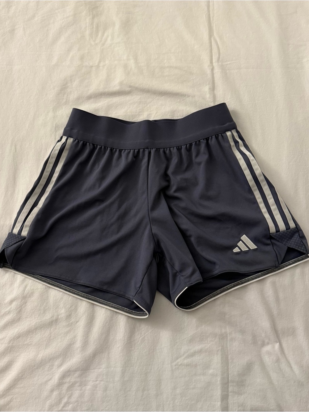 Adidas gray shorts with white stripes size Large